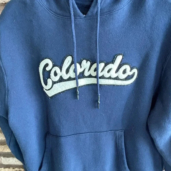 State of Mine Colorado Blue Hoodie Heavyweight Sweatshirt Size Large - Picture 4 of 7